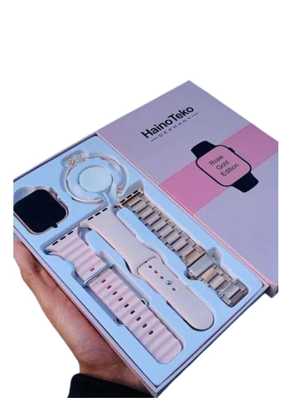 Akıllı Saat 3 Kordonlu Ve Aksesuarlı Bayanlar Için Şık Rose renk