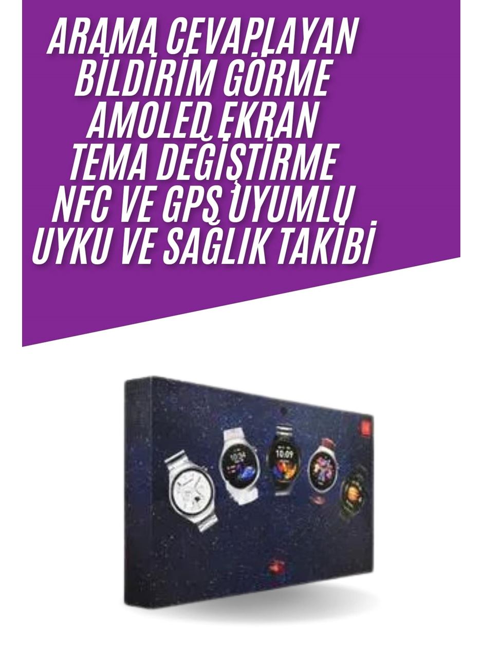Unısex Yuvarlak Ekranlı 7 Kordonlu Akıllı Saat GPS Destekli Çoklu Kordon Seçeneği