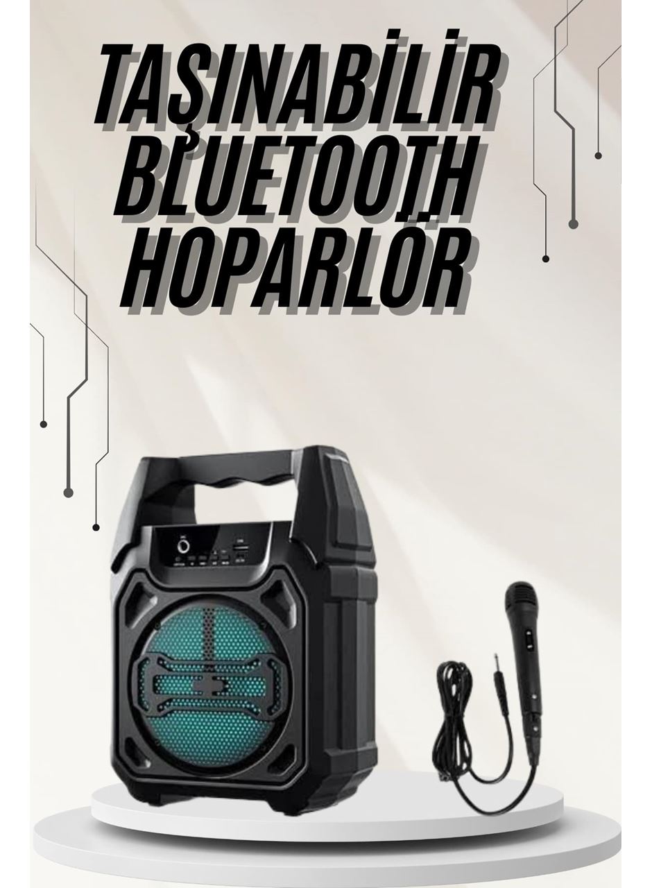 Bluetooth Hoparlör Led Işıklı Taşınabilir Kablosuz Speaker Uzun Pil Ömrü