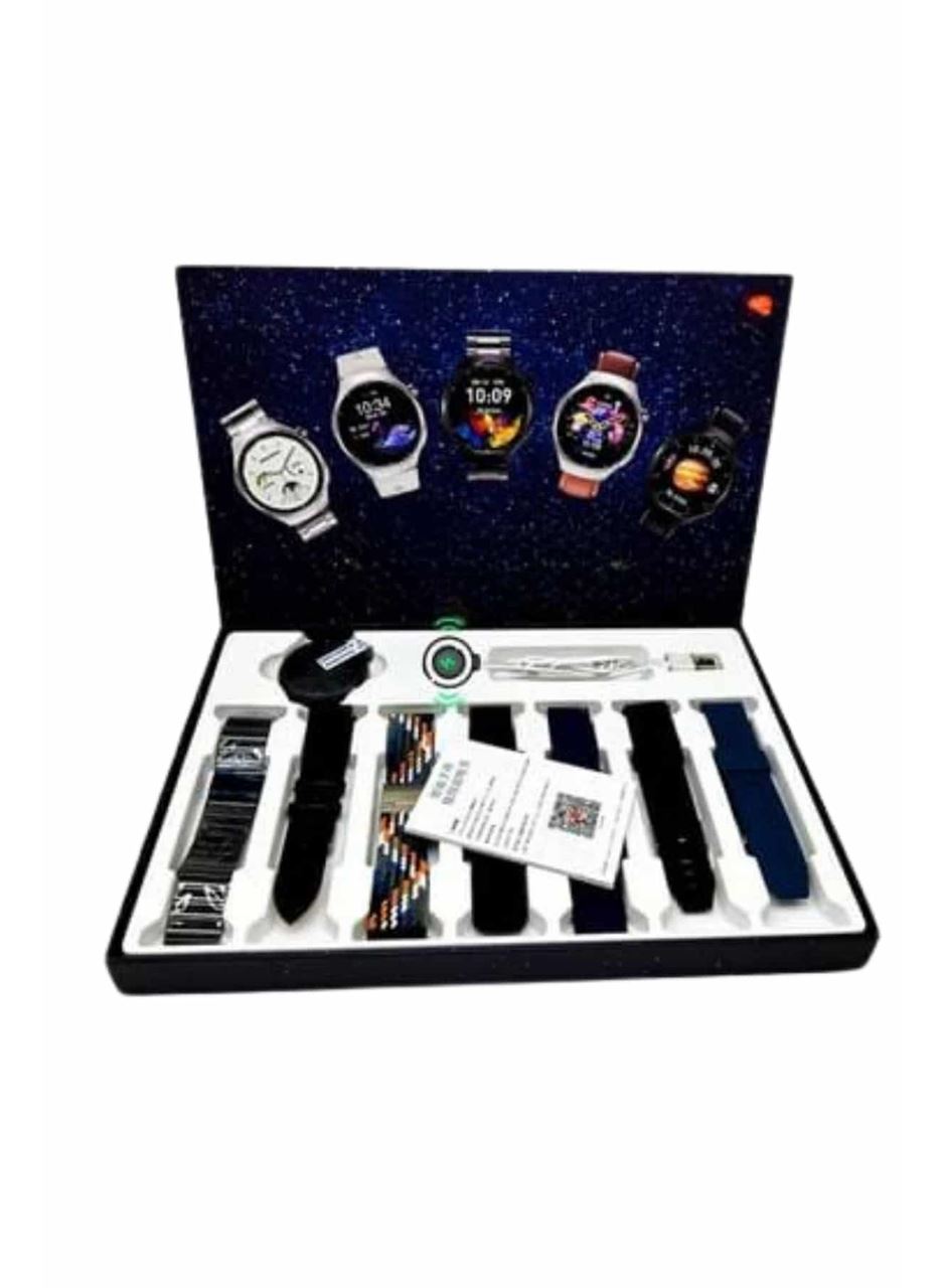 Unısex Yuvarlak Ekranlı 7 Kordonlu Akıllı Saat GPS Destekli Çoklu Kordon Seçeneği