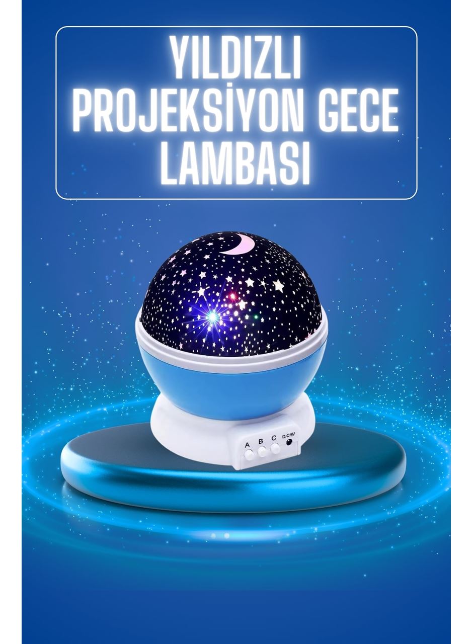 Yıldızlı Gece Lambası Mor Projeksiyon Görünümlü Masa Lambası Renk Değiştirebilen
