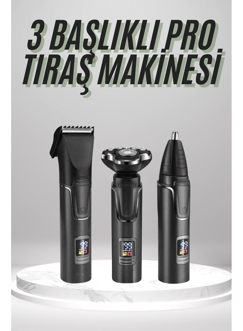 Dijital Göstergeli 3 Başlıklı Tıraş Makinesi Islak Kuru Lazer Öncesi Günlük