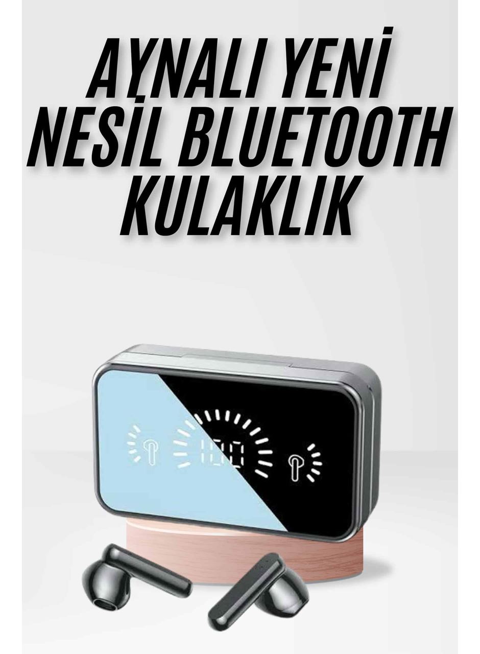 Yeni Nesil Kablosuz Kulaklık Aynalı Powerbank Özellikli Bluetooth Bağlantılı Dijital Göstergeli