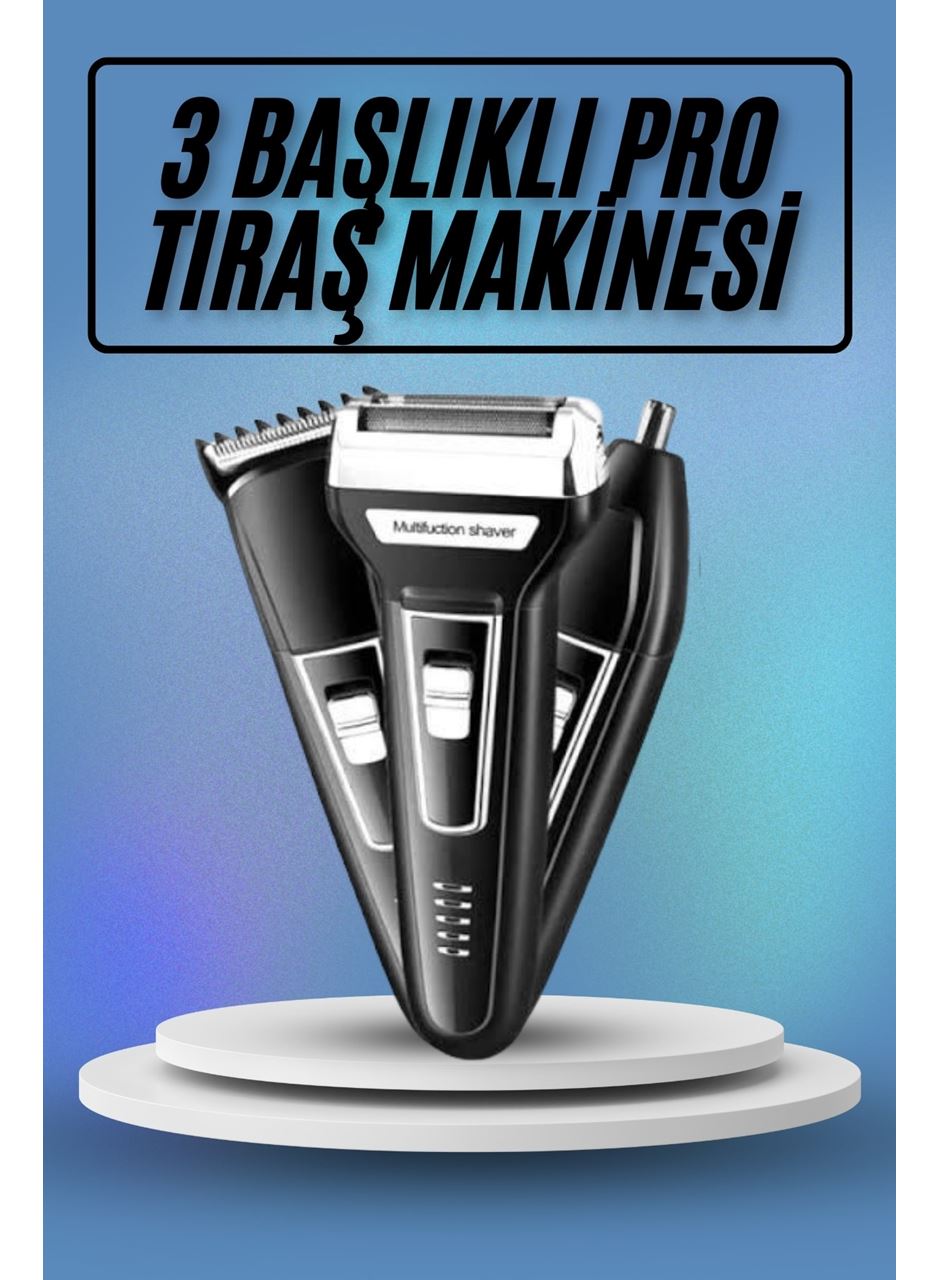 Kulak Burun Kıl Kesme Ense Yanak Tıraş Seti 3 Başlıklı Profesyonel