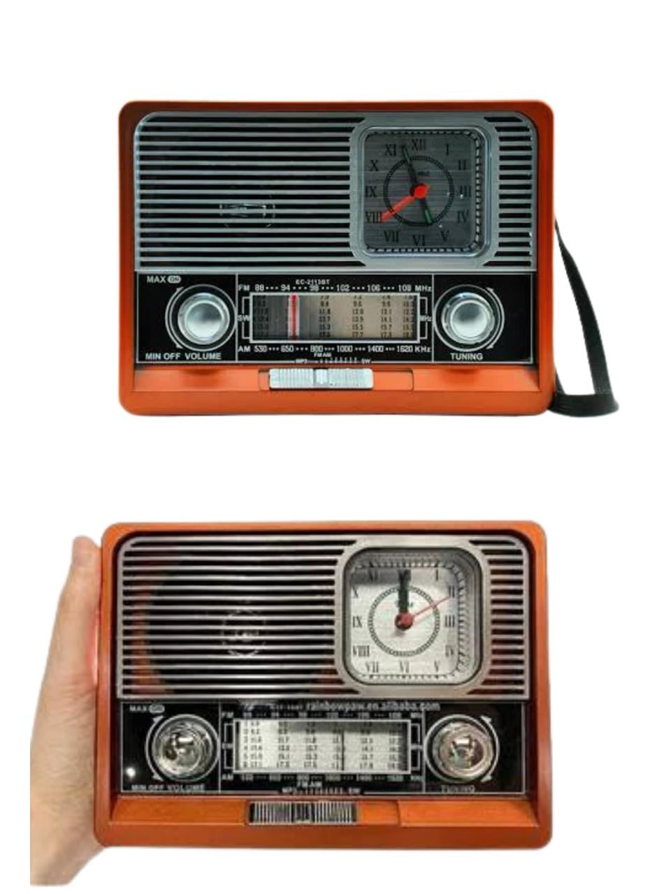 Saatli Fenerli Bluetooth Nostaljik Radyo AUX SD USB Girişli Bluetooth Hoparlör