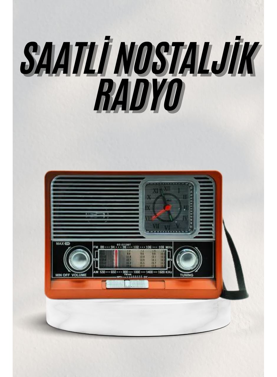 Vintage Nostaljik Radyo AUX USB SD Kart Girişli Şarjlı Bluetooth Bağlantılı