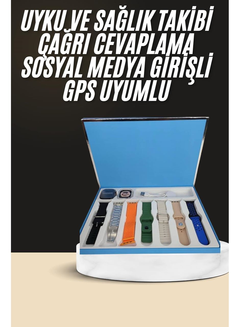 7 Kordonlu Unisex Akıllı Saat Çoklu Kordon Seçeneği Amoled Ekran