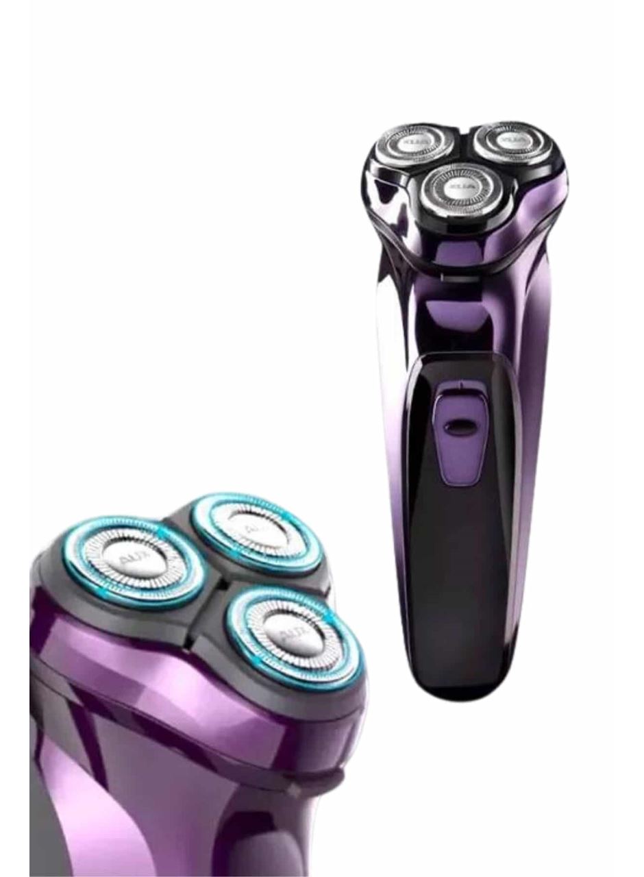 3 Bıçaklı Döner Başlıklı Sakal Sıfır Alma Tıraş Makinesi Profesyonel Paslanmaz Çelik