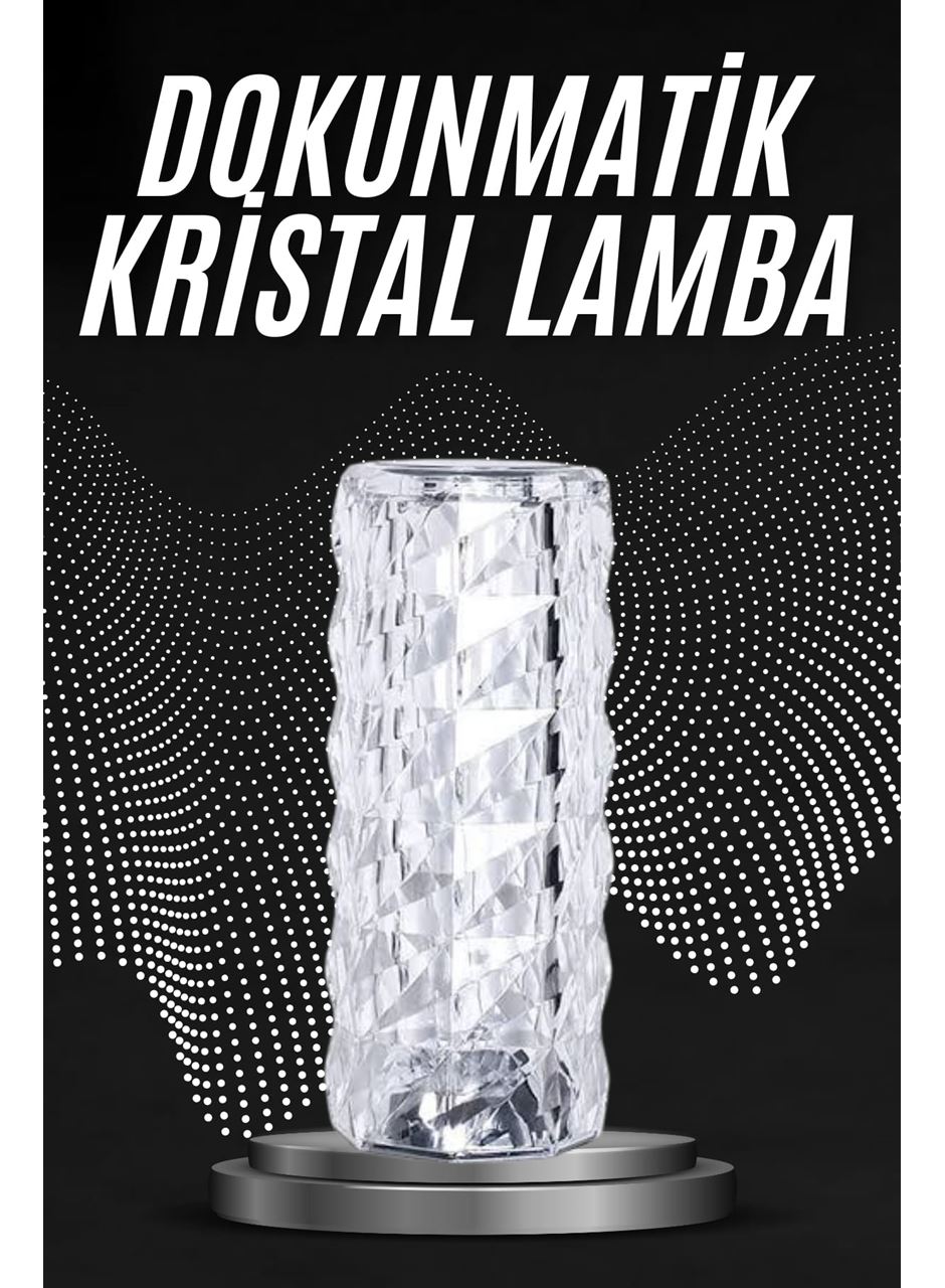 Kristal Lamba Masa Lambası Şarjlı Masa Lambası Dokunmatik Sensör Usb Şarjlı