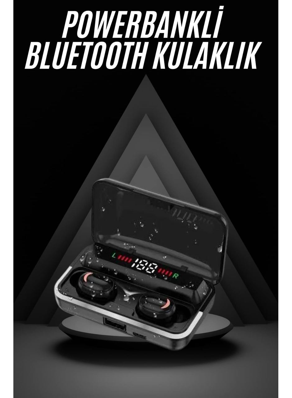 Bluetooth Kulaklık Dijital Şarj Göstergeli Powerbankli Bass Özellikli Kablosuz Kulakiçi 5.1 Mikrofonlu