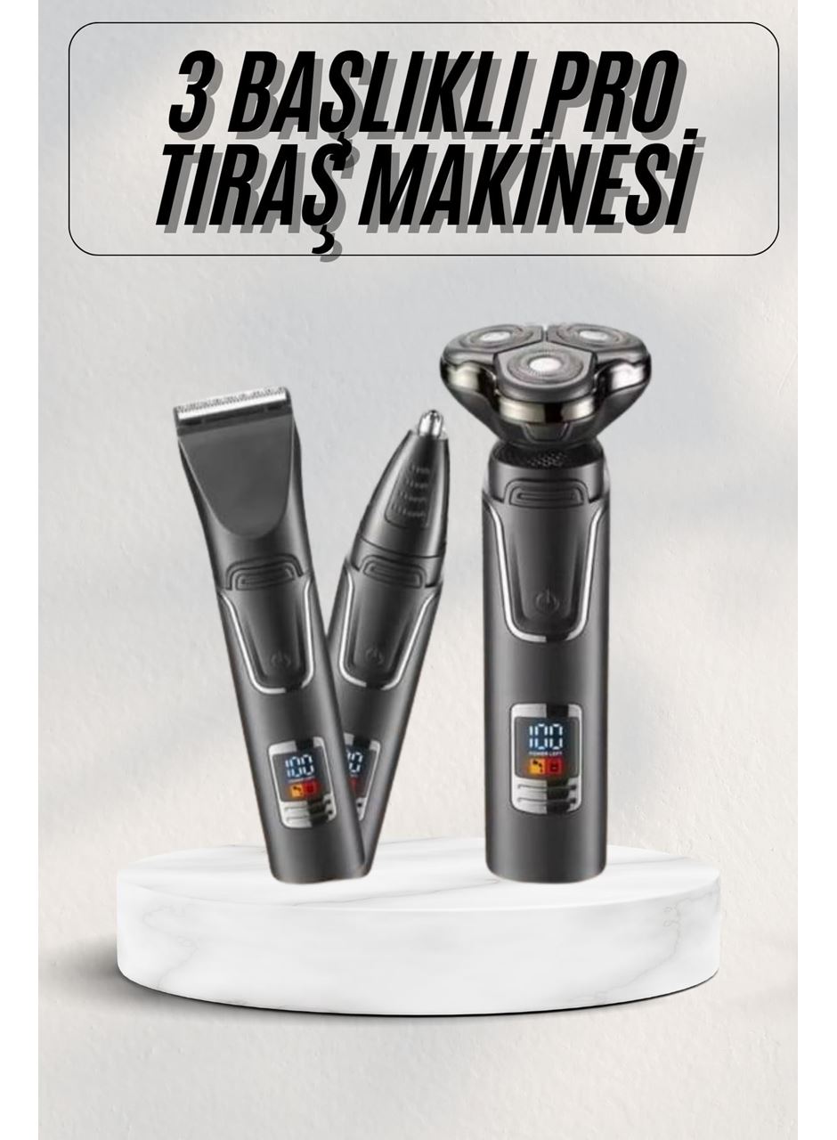 Yüksek Performanslı 3 Başlıklı Profesyonel Şarjlı Islak ve Kuru Kullanıma Uygun