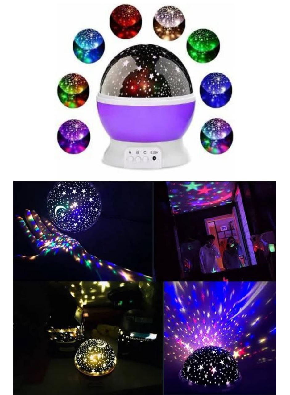 Renkli Yıldızlı Gökyüzü Projeksiyon Gece Lambası Pilli ve USB Kablolu