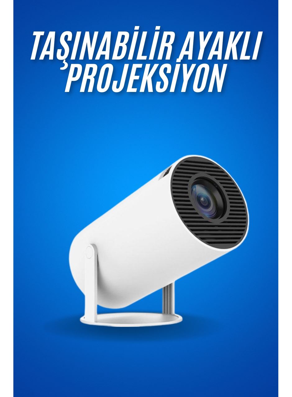 Sinema Projektörü Android HDMI USB WİFİ Ses Çıkışlı Ayaklı Projeksiyon Taşınabilir
