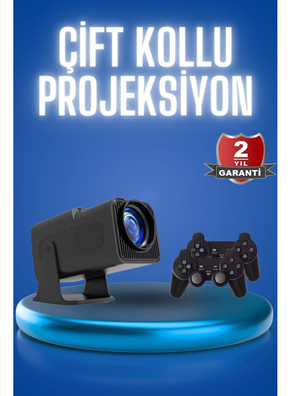 Android Projeksiyon Siyah Taşınabilir Sinema Projektörü 4k 1080p Ev Sineması Bluetooth