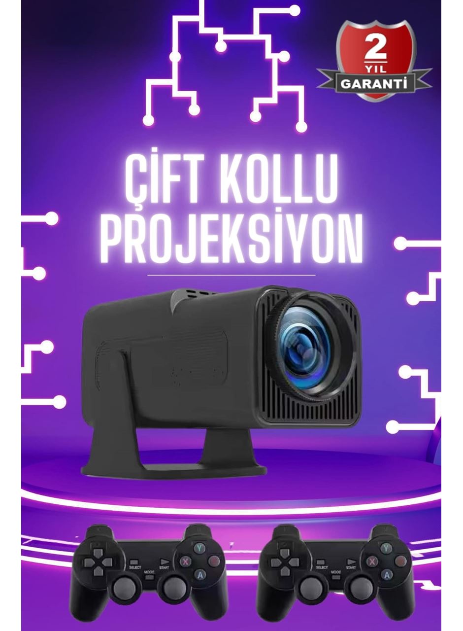 Çift Kollu Projeksiyon Taşınabilir Game Projektör Full Hd 1080P 4k Projeksiyon Gamepad