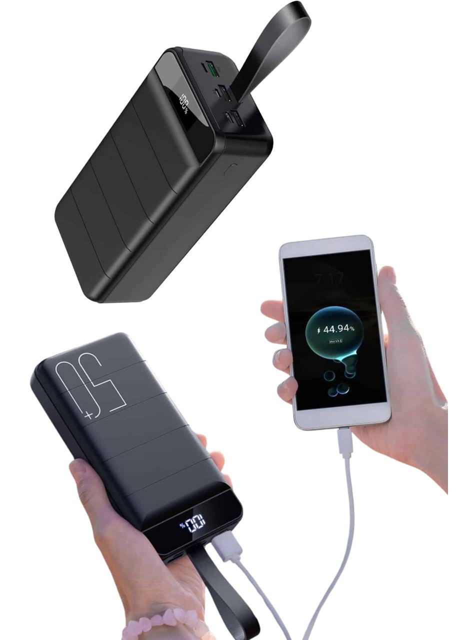 Taşınabilir Powerbank 50.000 mAh 4 Girişli Hızlı Şarj Led Göstergeli Fenerli Şarj