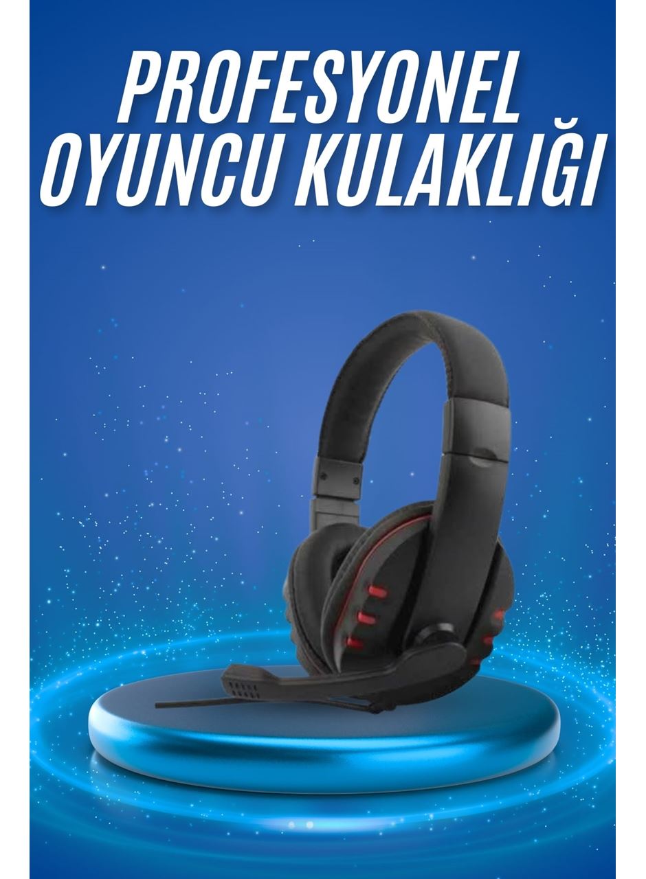 Oyuncu Kulaklığı Kulak Üstü Kablolu Stereo Mikrofonlu Yumuşak Kulak Yastığı
