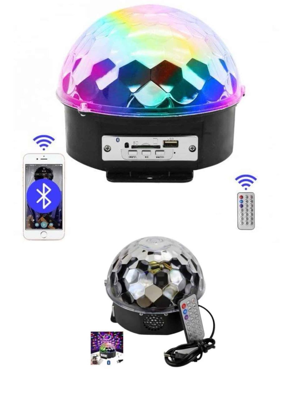 Küre Disko Topu Müzik Çalar Renkli Lazer Işıklı Bluetooth Disko Parti Işığı Kumandalı