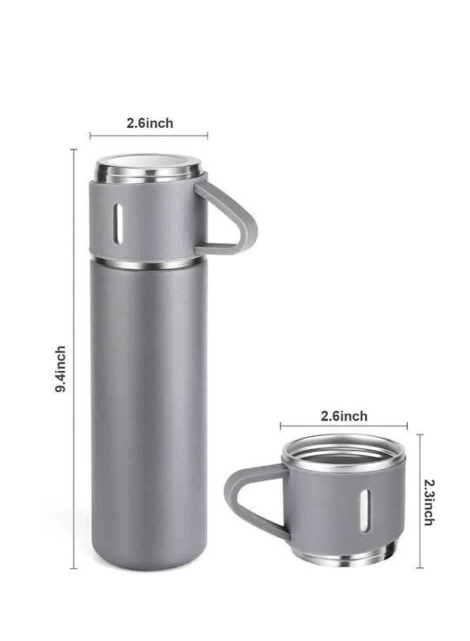 Termos Seti Paslanmaz Çelik 3 Bardaklı Vakumlu Termos Set 500 Ml 12 Saate Kadar Isı Koruma