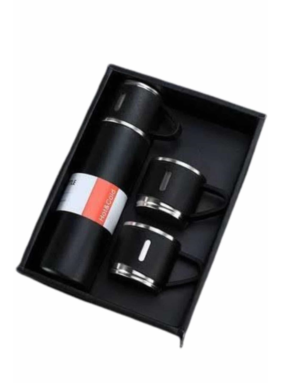 Termos Seti Paslanmaz Çelik 3 Bardaklı Vakumlu Termos Set 500 Ml 12 Saate Kadar Isı Koruma