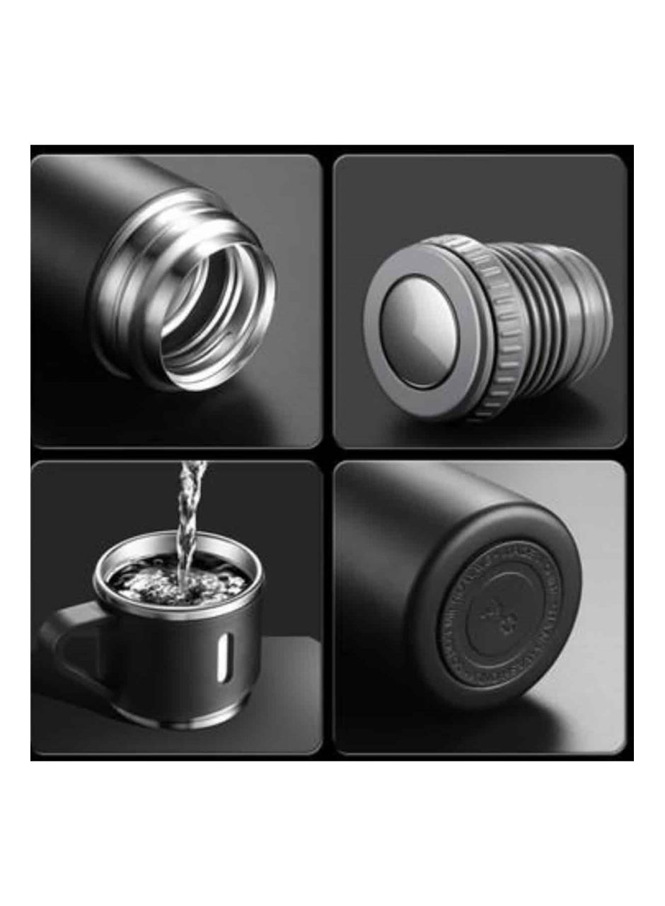 Termos Paslanmaz Çelik Termos Siyah Renk 3 Bardaklı Termos Seti