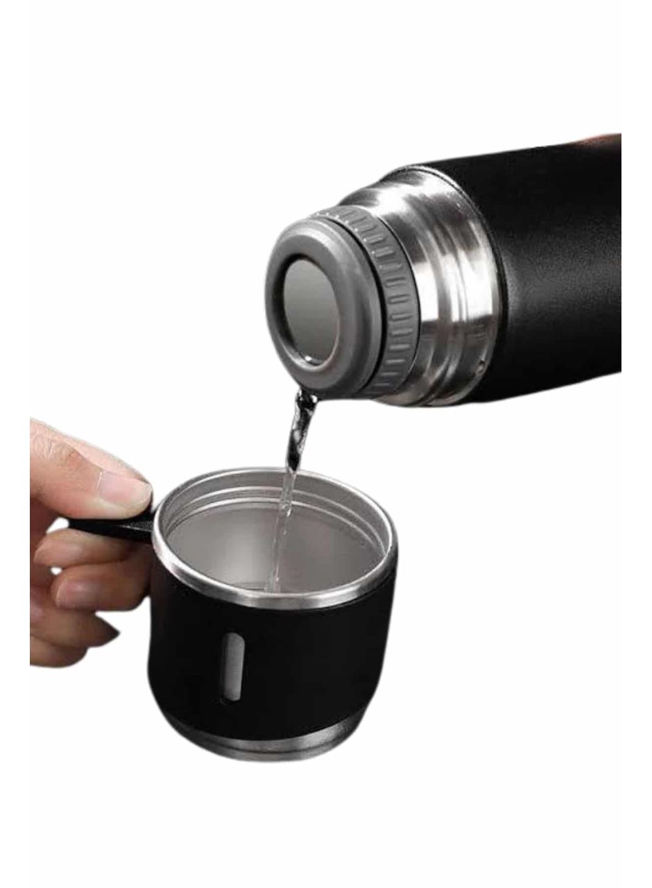 Termos Seti 3'lü Bardak Seti Isı Dayanıklı Siyah Paslanmaz Çelik Vakumlu