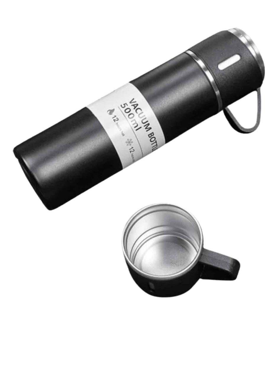 Termos Seti 3'lü Bardak Seti Isı Dayanıklı Siyah Paslanmaz Çelik Vakumlu