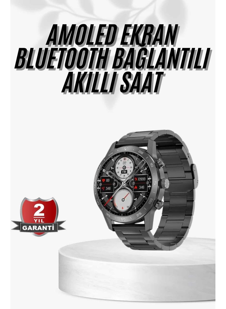 Erkeklere Özel Akıllı Saat Çelik Kordon Bluetooth Bağlantılı İOS ve Android Uyumlu