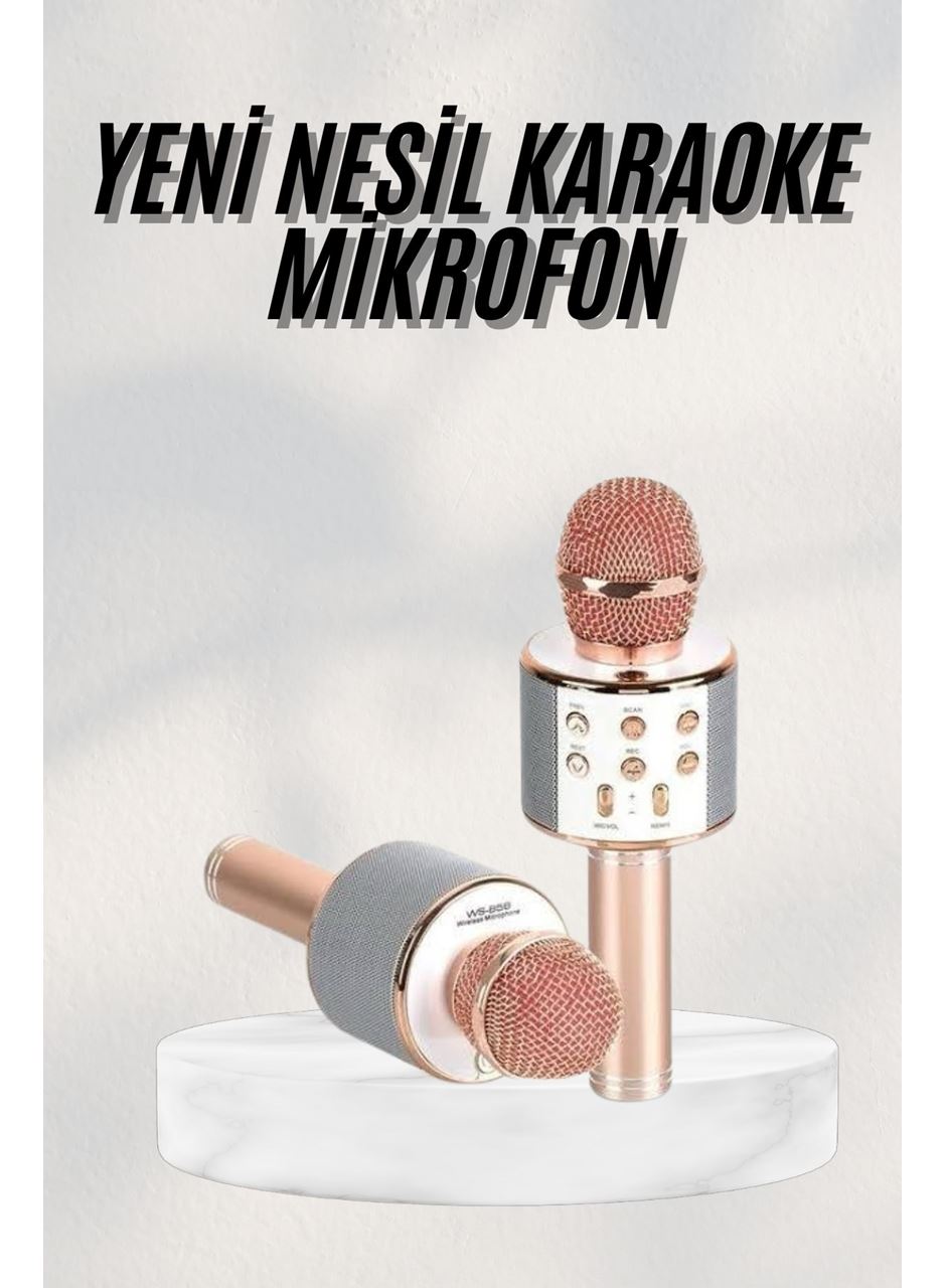 Bluetooth Hoparlör USB AUX SD Kart Kaoroke Mikrofon Uzun Pil Ömrü