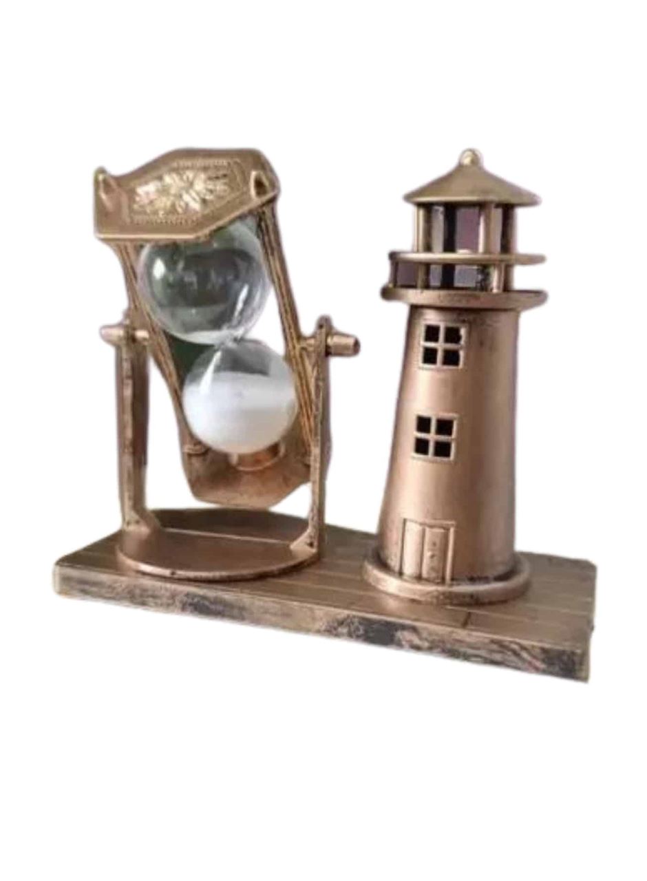 Deniz Feneri Kum Saati Ahşap Görünümlü Vintage Tarz Biblo