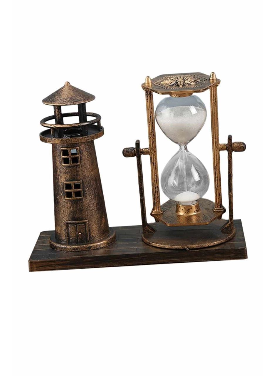Deniz Feneri Kum Saati Ahşap Görünümlü Vintage Tarz Biblo