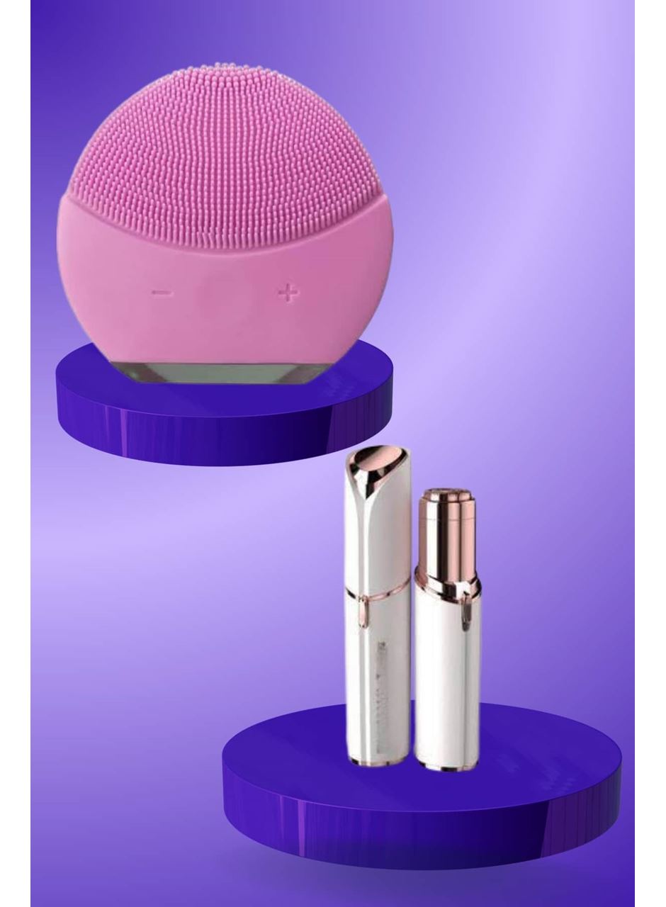 KAŞ BIYIK VE YÜZ EPİLASYON ALETİ VE TİTREŞİMLİ YÜZ TEMİZLEME MASAJ ALETİ İKİLİ SET