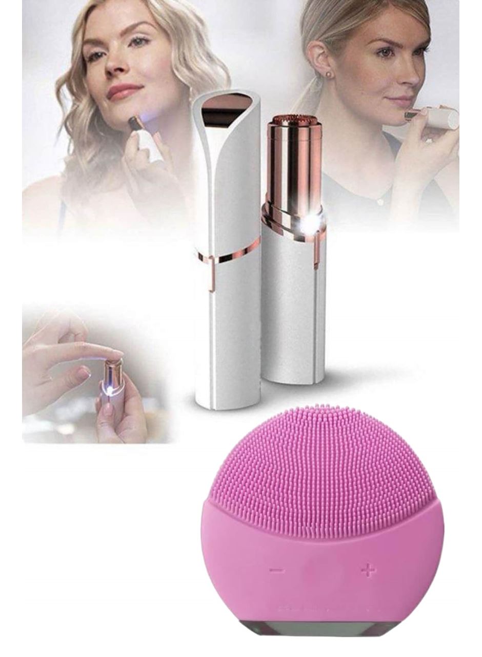 KAŞ BIYIK VE YÜZ EPİLASYON ALETİ VE TİTREŞİMLİ YÜZ TEMİZLEME MASAJ ALETİ İKİLİ SET