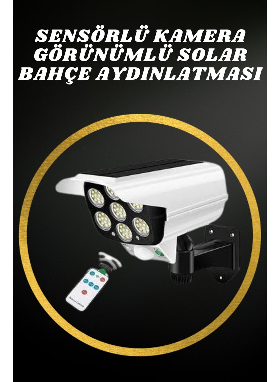 Solar Lamba Kamera Görünümlü Duvar Lambası Dönebilen Bahçe Aydınlatması