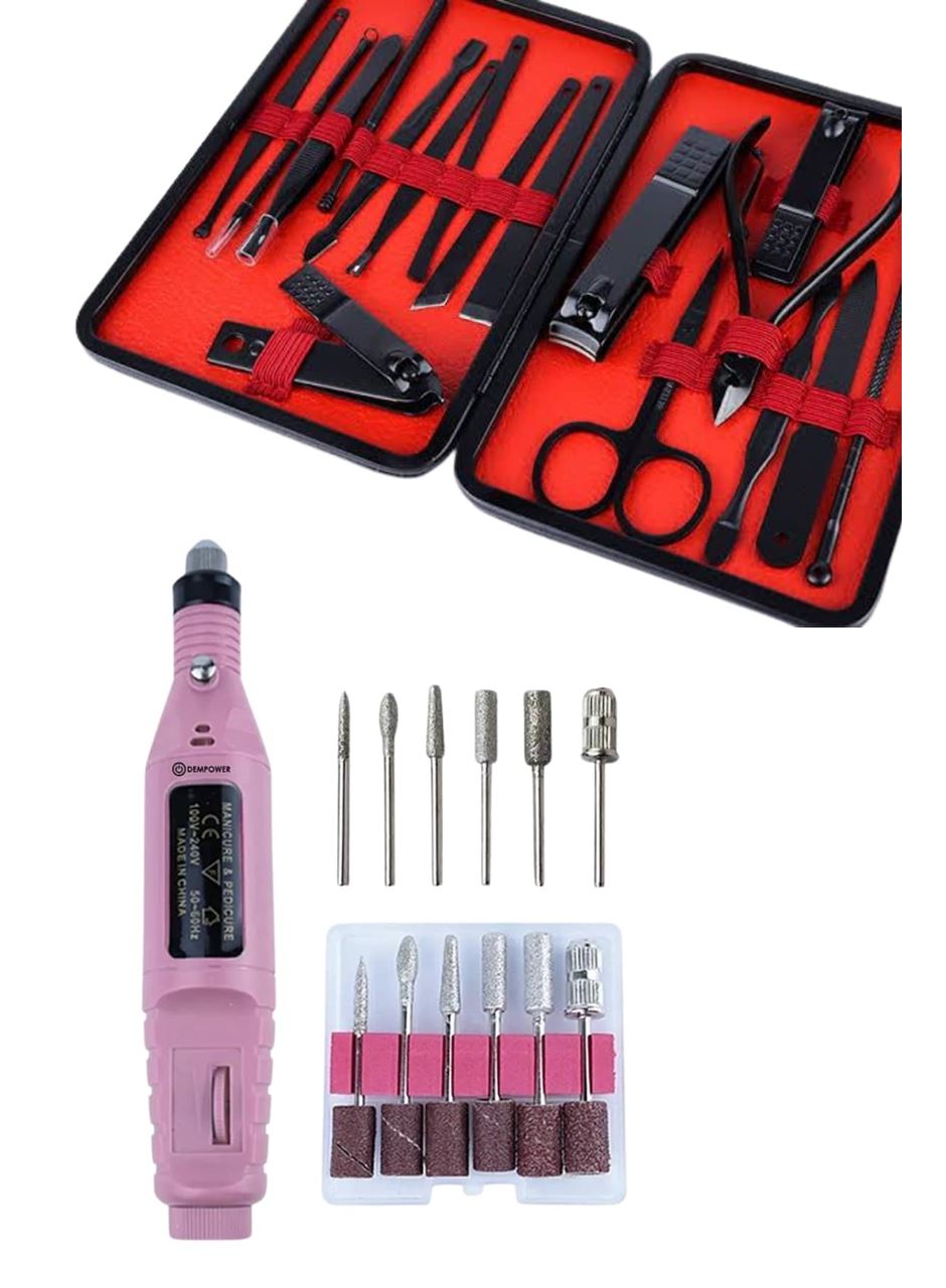 Elektrikli Manikür Pedikür Seti İkili Set 17 Parça Tırnak Bakımı Nasır Temizleme Tırnak Şekillendirme