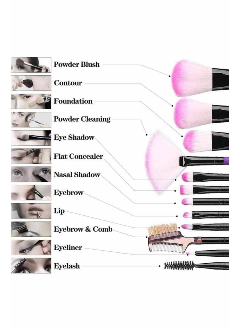 Makyaj Fırçası 12 Parça Set Yumuşak Uçlu Göz Makyajına Uygun Hafif ve Taşınabilir Çanta