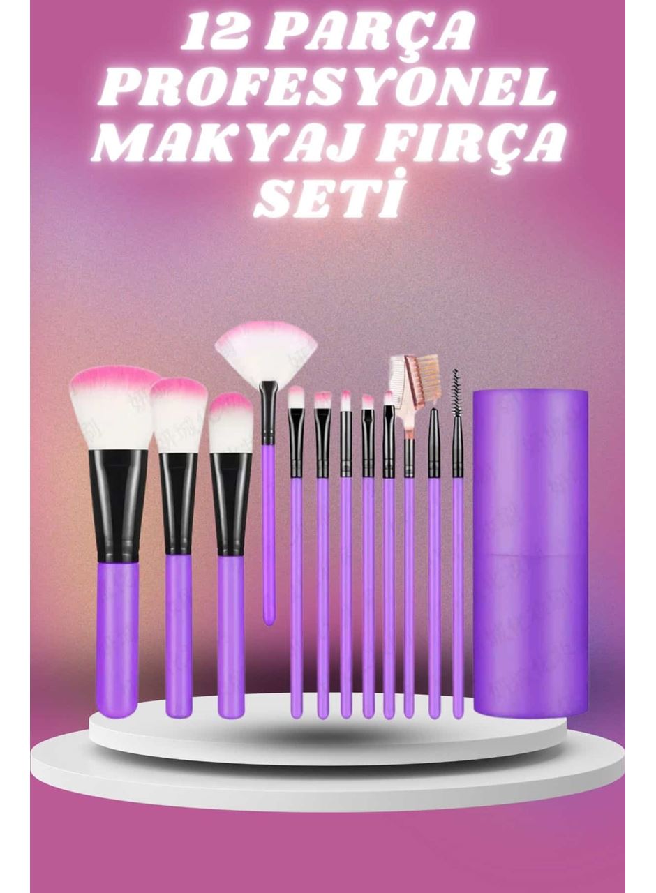 12 Parça Profesyonel Makyaj Seti Yumuşak Kıllı Yüz ve Göz Makyajına Uygun