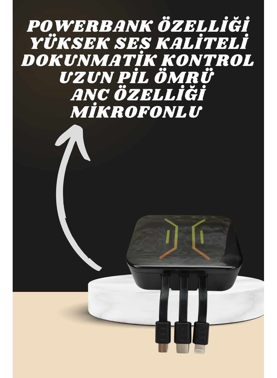 Powerbank Kulaklık ve 7 Kordonlu Akıllı Saat Çoklu Şarj Girişi Bluetooth Bağlantılı