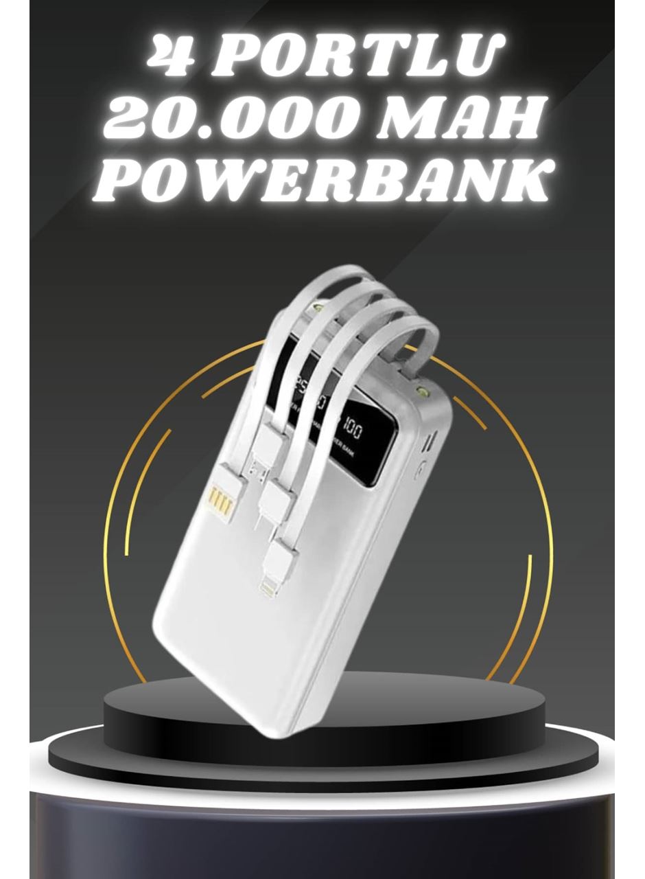 Powerbank Şarj Cihazı 4 Çıkışlı 20.000 MAH Powerbank Kompakt Yüksek Kapasiteli Hızlı Şarj