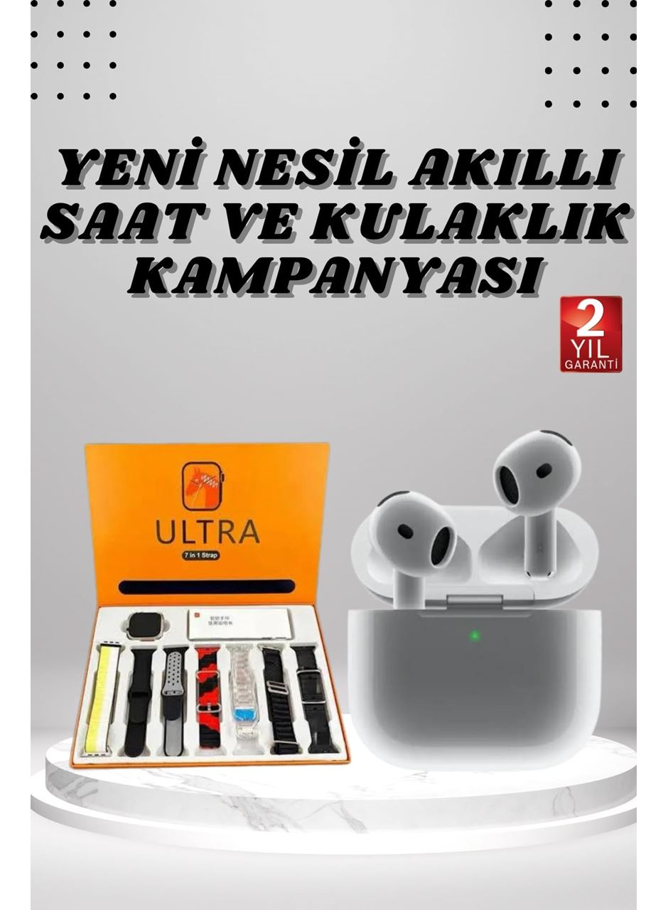 7 Kordonlu Akıllı Saat Ve 3.Nesil Kulaklık Dokunmatik Ekran Sesli Görüşme Yapabilen