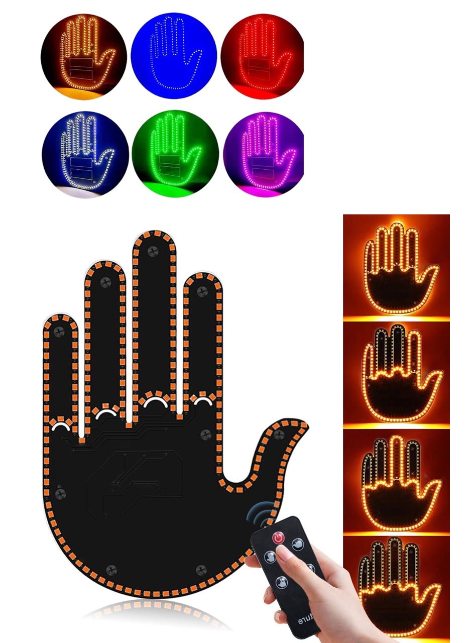 Pilli Led Işık Araç Camı İçin Uzaktan Kumandalı El Simgesi