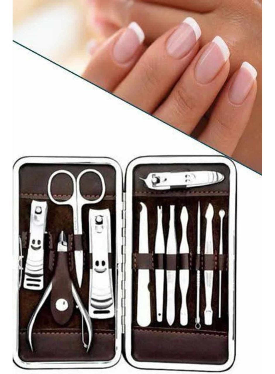 12 Parça Manikür Pedikür Seti Özel Deri Çanta El Ayak Bakımı Akne ve Sivilce Temizleme