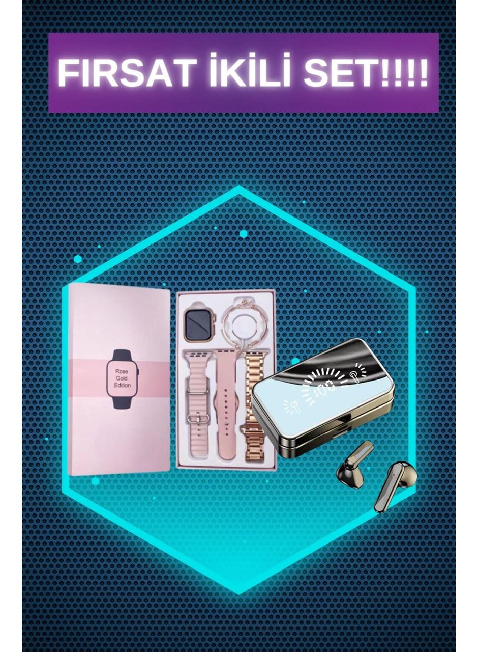 Bileklikli Amoled Ekran Akıllı Saat ve Dijital Göstergeli Kablosuz Bluetooth Kulaklık ANC/ ENC