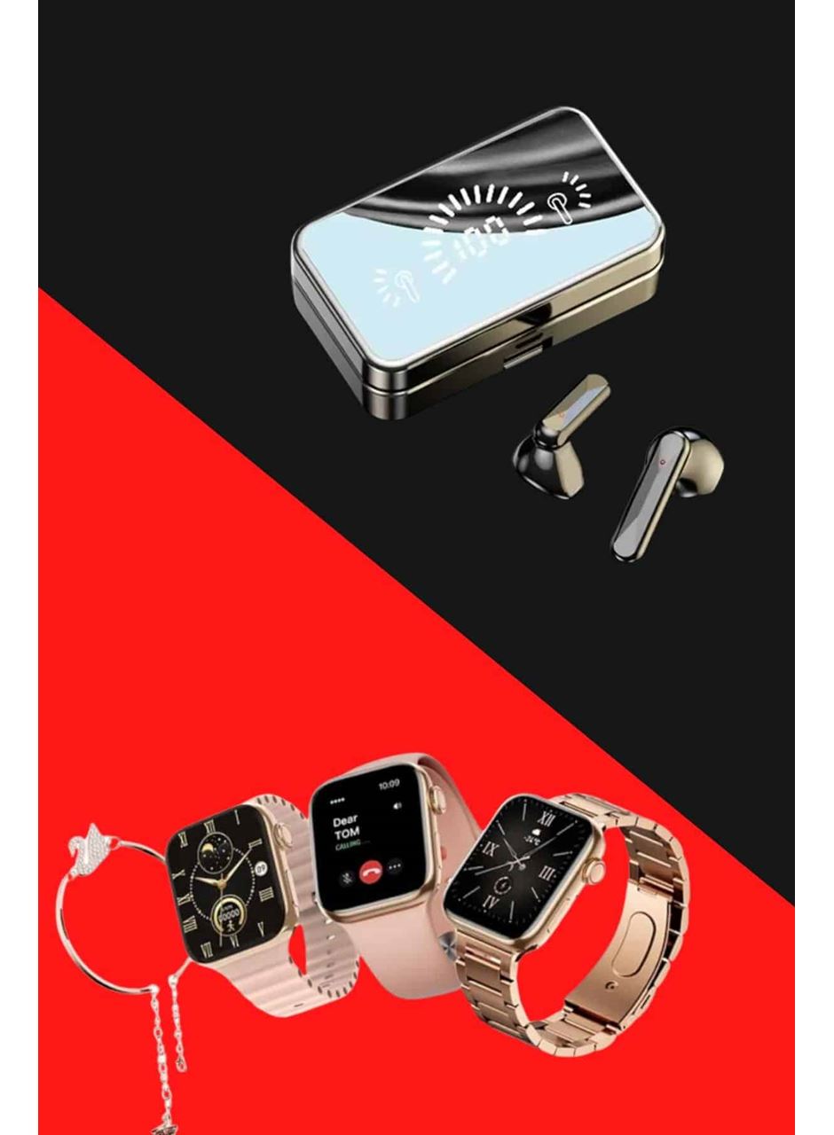 Bileklikli Amoled Ekran Akıllı Saat ve Dijital Göstergeli Kablosuz Bluetooth Kulaklık ANC/ ENC