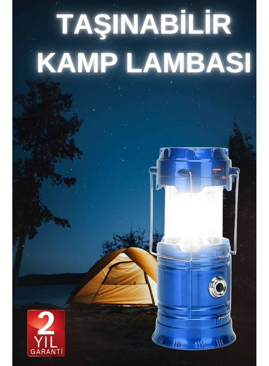 Büyük Boy Güneş Enerjili Kamp Feneri Işıldak Lamba USB Şarjlı