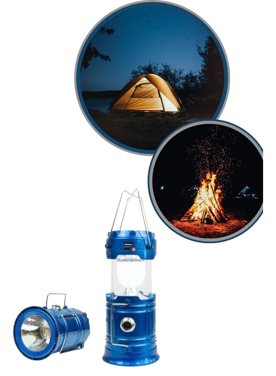 Büyük Boy Güneş Enerjili Kamp Feneri Işıldak Lamba USB Şarjlı