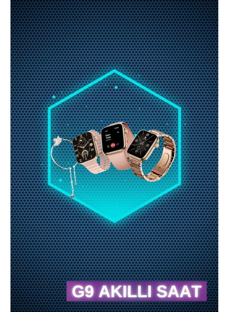 Kadınlar İçin 3 Kordonlu Akıllı Saat ve Dijital Göstergeli Powerbankli Bluetooth Kulaklık Dokunmatik Kontrol