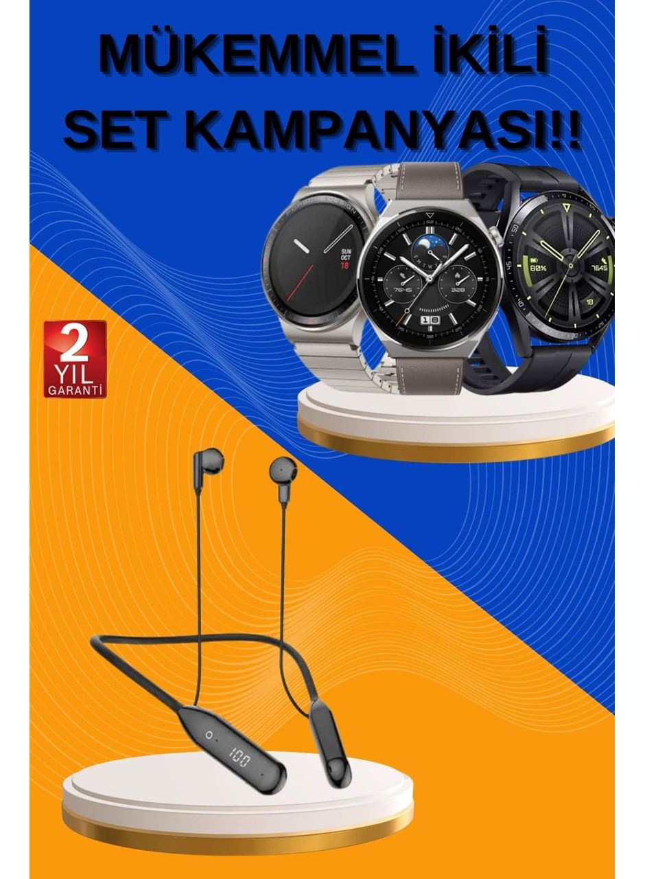 Alarm ve Titreşim Özellikli Akıllı Saat ve Mikrofonlu Kablolu Bluetooth Kulaklık 60 Saat