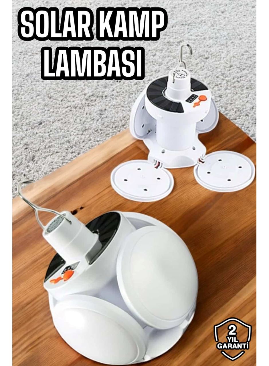 Kamp Lambası Işıldak Beyaz Işık Güneş Enerjili Solar Aydınlatma 5 Kanatlı Katlanabilir