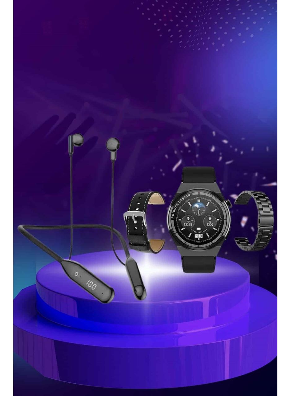 Alarm ve Titreşim Özellikli Akıllı Saat ve Mikrofonlu Kablolu Bluetooth Kulaklık 60 Saat